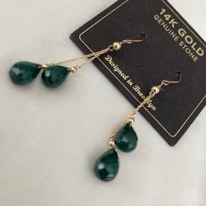New 14k real gold with genuine stone jade